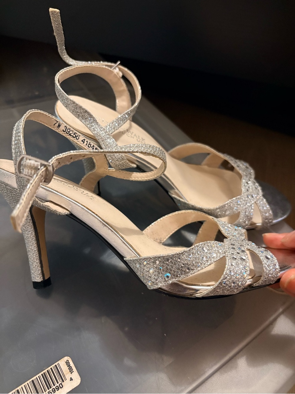 Benjamin Walk Silver Glitter Strappy Heels